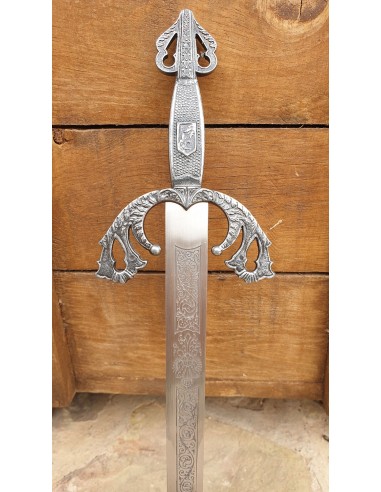 Épée Tizona Cid Argent 56 Cm pour les mariages, cadeaux et cérémonies fabriqués à Tolède par Zetan Medieval Espadas Toledanas