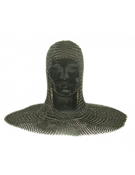 Quadrato Coif Chainmail Acciaio annerito