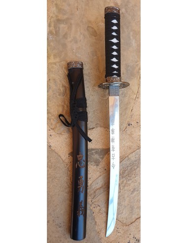 Tanto samurai nero con supporto - Negozio medievale Zetan- Tanto Decorativi per acquistare on-line