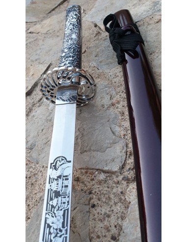 Katana Masamune Fodero Rosso Con Impugnatura In Argento Inciso