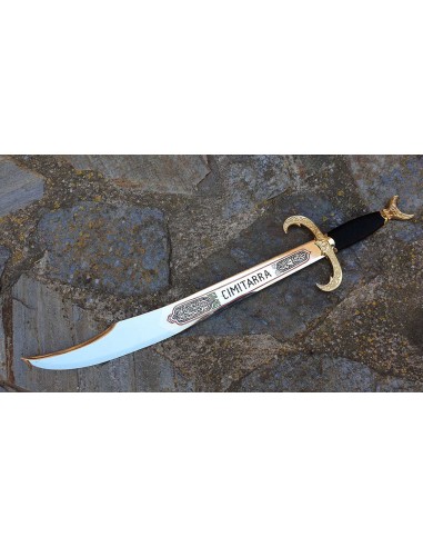 Golden Scimitar 100 Cm for Weddings and Ceremonies made in Toledo by Zetan Medieval Espadas Toledanas