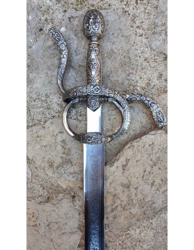 Épée Medieval Argent-Velours 104 Cm pour les mariages, cadeaux et cérémonies fabriqués à Tolède par Zetan Medieval Espadas Toled