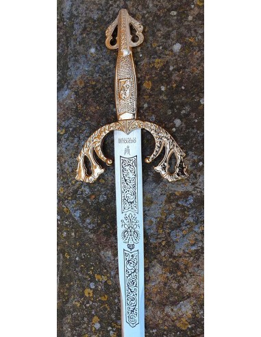 Épée Tizona Cid Doré 56 Cm pour les mariages, cadeaux et cérémonies fabriqués à Tolède par Zetan Medieval Espadas Toledanas