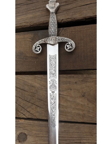 Espada Alfonso X Plateada 76 Cm para Bodas, Comuniones y Ceremonias hechas en Toledo de Zetan Medieval Espadas Toledanas