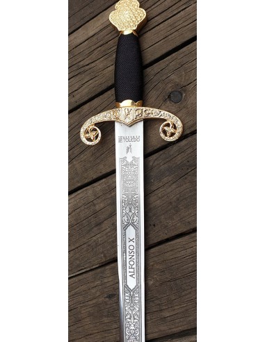 Alfonso X Sword Golden 102 Cm for Weddings and Ceremonies made in Toledo by Zetan Medieval Espadas Toledanas