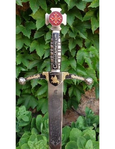 Cathar Sword With Decorated Wooden Panel by Zetan Medieval Historical swords buy online