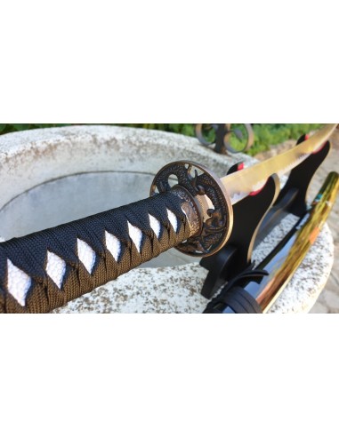 Katana aço carbono com suporte e bainha decorada -Loja Zetan Medieval - Katanas Decorativas comprar on-line