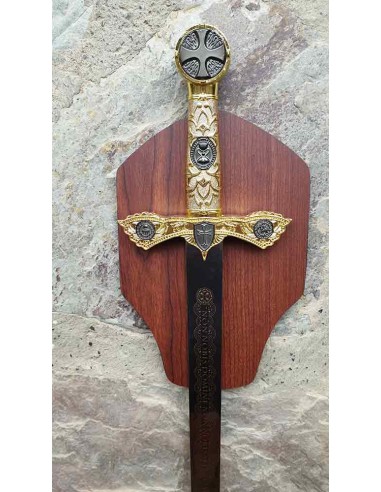 Templar sword engraved gold by Zetan Medieval Templar swords buy online