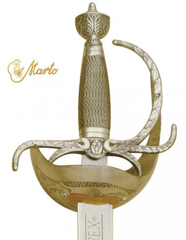 Carlos III Sword Engraved Silver Bowl 100 cm for Weddings and Ceremonies made in Toledo by Marto