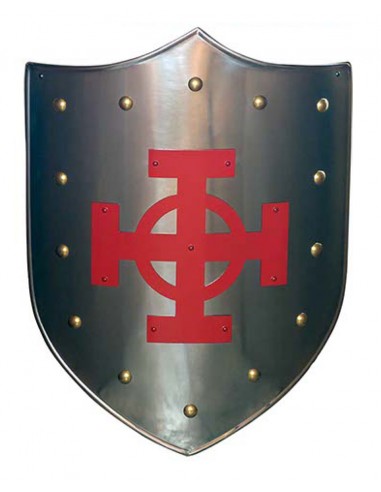 Escudo de metal da cruz celta vermelha 63 x 43 cm de Marto em nossa Loja Medieval Zetan na categoria Escudos Vikingos e Celtas