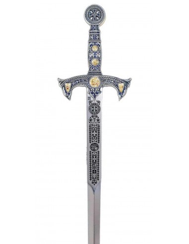 Silver Templar Sword - Blue Enamel for Weddings and Ceremonies made in Toledo by Marto