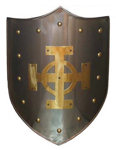 Escudo Metal Cruz Celta Latón  63 x 43 cm de Marto en nuestra Tienda Medieval Zetan en la categoría de Armas y Armaduras