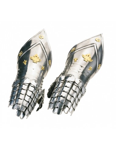 Gold Decorated Gauntlets Marto Collection - Zetan Medieval Store- Decorative glove compliments