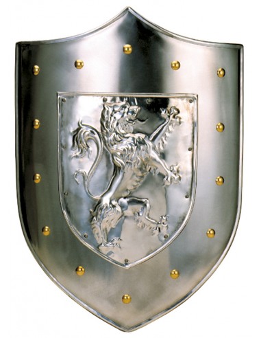 Escudo de metal de leão desenfreado 63 x 43 cm de Marto em nossa Loja Medieval Zetan na categoria Armas e armaduras