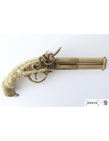 Pistol with 2 revolving barrels France S.XVIII - Zetan Medieval Store- Guns - rifles