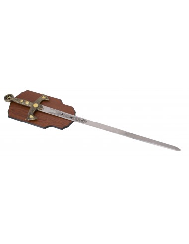 Épée templière dorée 122 cm avec support de Zetan Medieval Épées templières acheter en ligne