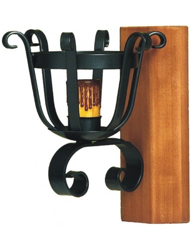 Wrought Iron And Wood Wall Light