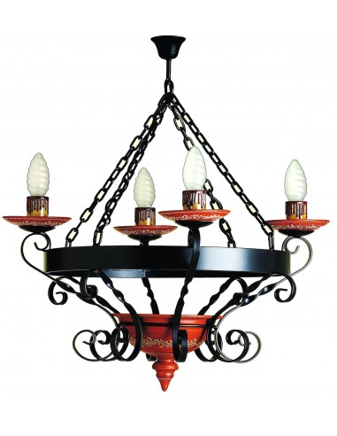 Wrought Iron And Ceramic Lamp 4 Lights