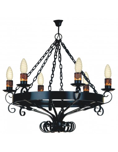 Handmade Wrought Iron Lamp 6 Lights