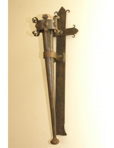 Forge Applique Croix Médiévale 84 Cm