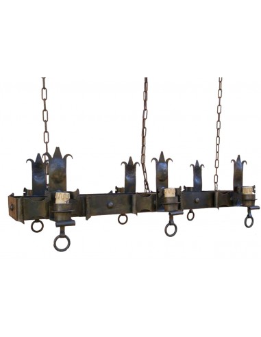 Rectangular Wrought Iron Ceiling Lamp Trono 6 Lights