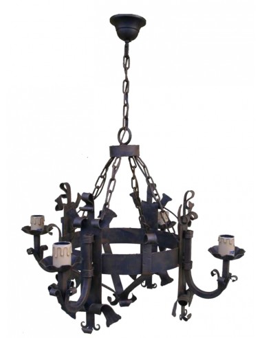 Rustic Wrought Iron Ceiling Lamp 4 Lights