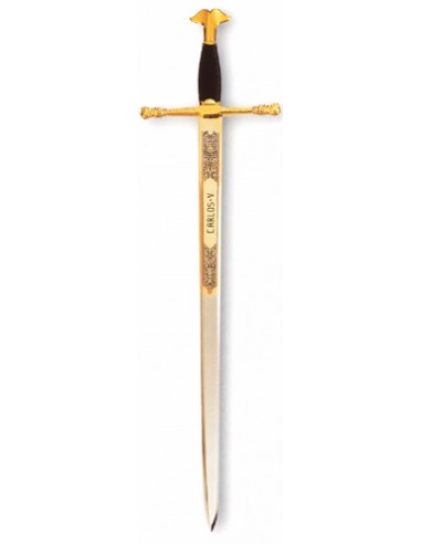 Épée Charles V Doré 76 Cm pour les mariages, cadeaux et cérémonies fabriqués à Tolède par Zetan Medieval Espadas Toledanas