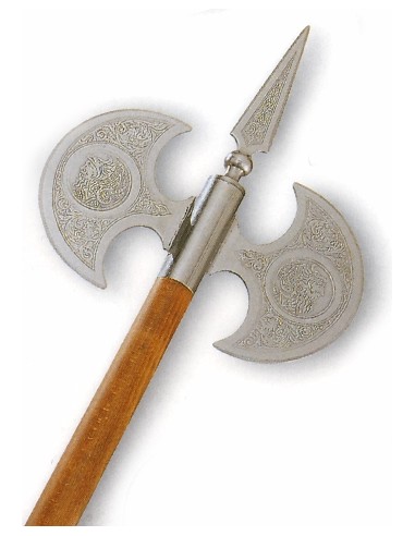 Hacha De Combate Rústica Doble Pala 61 Cm. - Tienda Zetan Medieval-  Hachas Decorativas