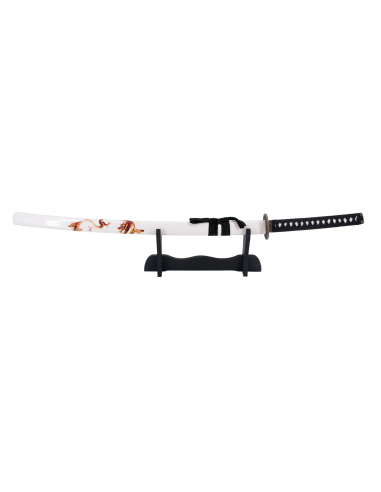 Dragon Blanc Katana 102 cm avec support - Magasin médiéval Zetan- Katanas décoratifs acheter en ligne