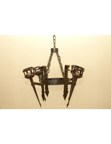 Wrought iron 4-lights ceiling lamp