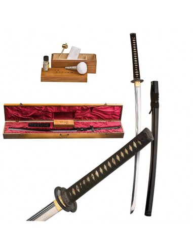 Katana De Carbono Com Caixa De Madeira E Kit De Limpeza 107 Cm -Loja Zetan Medieval - Katanas Decorativas comprar on-line