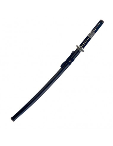 Katana Fourreau Bleu Tsuba Argent 100 Cm - Magasin médiéval Zetan- Katanas décoratifs acheter en ligne