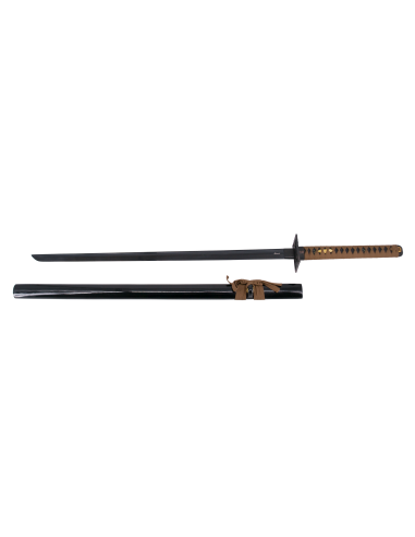 Katana fonctionnel marron noir avec boîte - Magasin médiéval Zetan- Katanas fonctionnels acheter en ligne