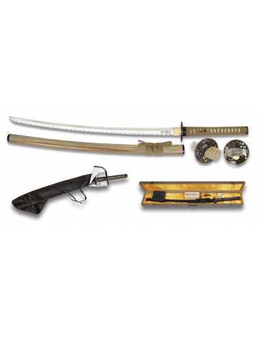 Braunes Katana mit 2 Tsubas, Koffer, Koffer und Reinigungsset - Zetan Medieval Store- Dekorative Katanas online kaufen