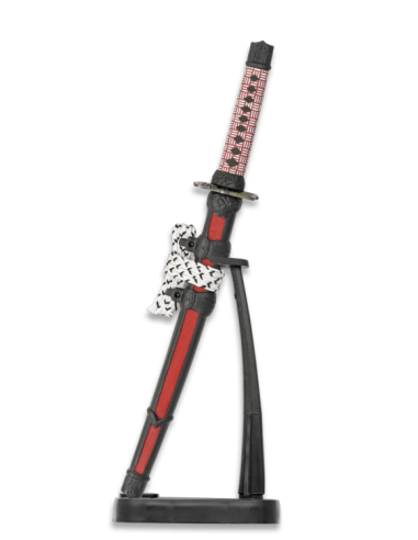 Mini katana rosso nero con base - Negozio medievale Zetan- Piparters e Mini Swords per acquistare on-line