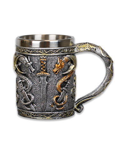 Harzbecher mit Drachen und Schwert von Zetan Medieval Online-Shop in Kelch und Tassen