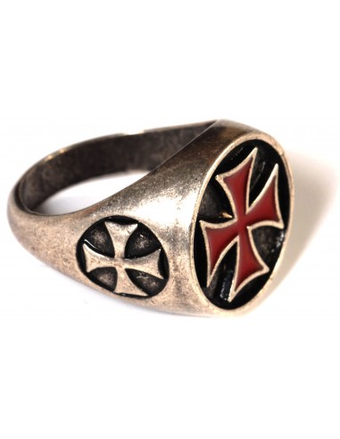 Black Enameled Templar Cross Ring by Zetan Medieval Online store in Rings