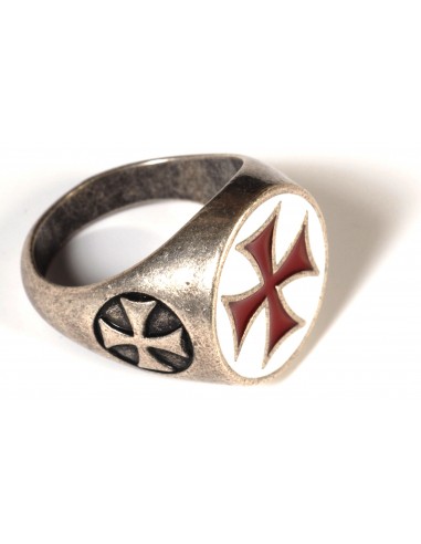 White Enamelled Templar Cross Ring by Zetan Medieval Online store in Rings