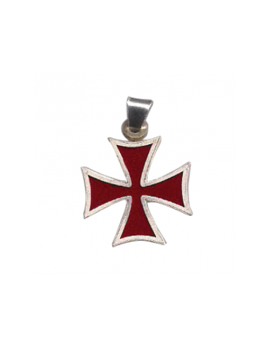 Silberner Anhänger Mit Rotem Templerkreuz von Zetan Medieval Online-Shop in Anhänger