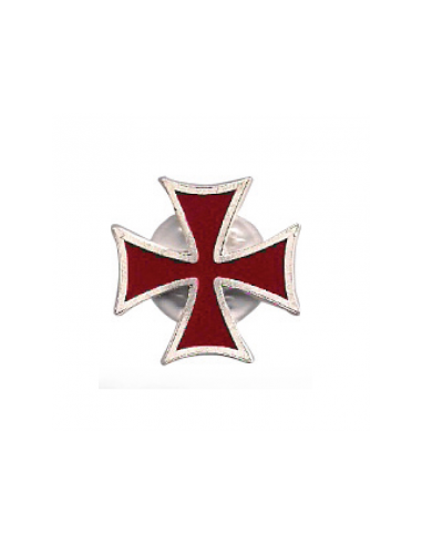 Rote Templerkreuz-Silberbrosche von Zetan Medieval Online-Shop in Templer