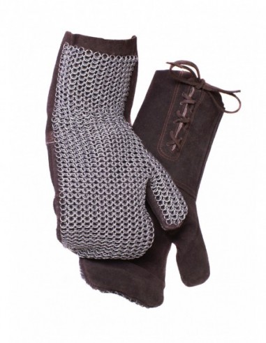 Padded Chainmail And Leather Handguards - Zetan Medieval Store- Chainmail