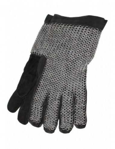 Gloves, Leather With Galvanised Chain Mail - Zetan Medieval Store- Chainmail