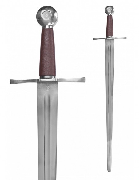 Medieval One-Handed Sword With Leather Scabbard, Practical Blunt