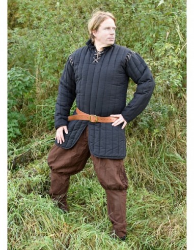 Detachable Sleeves Black Padded Doublet - Zetan Medieval Store- Gambesons