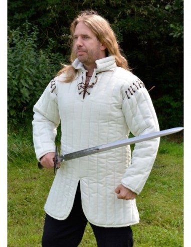 Detachable Sleeves White Padded Doublet - Zetan Medieval Store- Gambesons