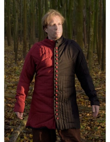 Gambeson Abotoado Vermelho-Preto -Loja Zetan Medieval - Gambesones