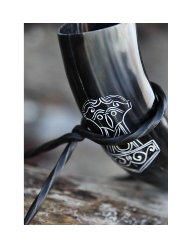 Chifre De Beber Mjölnir - Martelo De Thor Com Suporte da loja online Zetan Medieval em Viking Chifres de Bebida