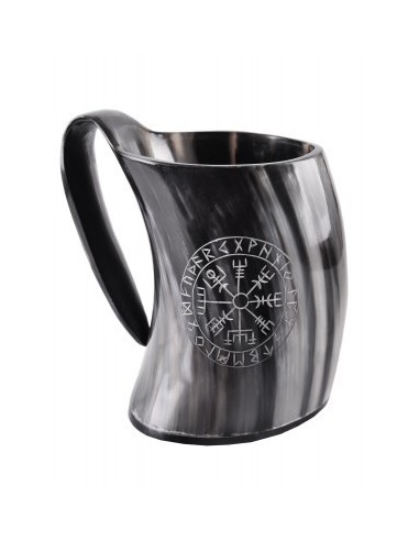 Vegvísir Horn Beer Mug by Zetan Medieval Online store in Viking Drinking Horns